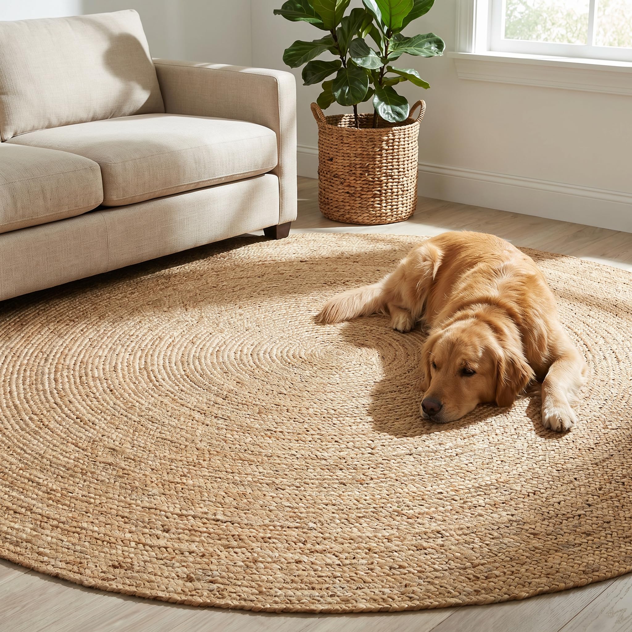 Amazon.com: Jute Braided Area Rug, Natural - 8 Feet Round, Boho